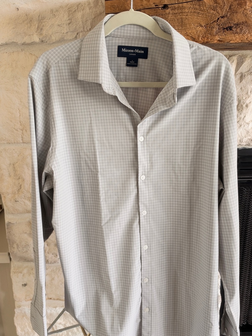 Mizzen+Main Light Gray Micro-Check Dress Shirt